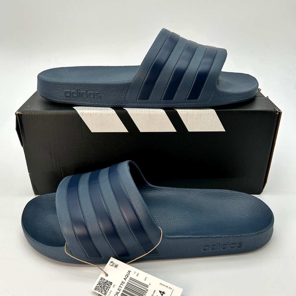 adidas Adilette Aqua Slides Mens Size 13 Womens Size 14 Navy Blue NEW IF0895